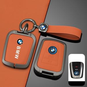 BMW 호환 I3 I8 시리즈 차량용 합금 가죽 스마트 키 케이스 커버 키리스 쉘 홀더 액세서리 키체인