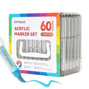 languo 60가지 색상 페인트 잉크가 브러시 세트, 건조 아크릴 팁 마커 번짐 펜 부드러운 및 없는 있는