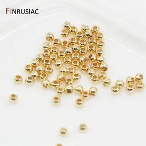 비즈공예 14K 골드 라운드 볼 스페이서 비즈 바느질 공예 황동 구분 기호