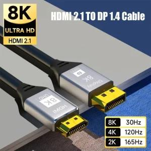 HDMITODP 8K HDMI 21-DisplayPort 14 어댑터 HDMI-DP 케이블 8K30Hz 4K120Hz 소스-디스플레이 포트 모니터
