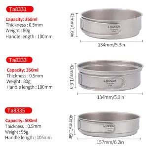 호환  Lixada 티타늄 프라이팬 야외 캠핑 하이킹 백패킹 요리 프라이팬 야외 접이식 손잡이 포함