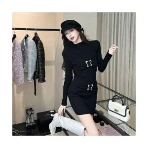 여성 러블리 스커트 미니 니트 원피스 가을 겨울 슬림핏 반하이넥 힙업 다올4