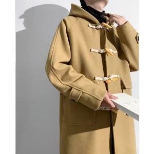 떡볶이 더플 코트 뿔 롱 후드 남성 트렌치 단추 간절기