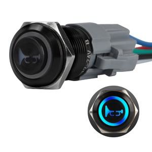 16MM 자동차 푸시 버튼 스위치 순간 와이어 하네스 트럭 보트 바이크 오토바이 용 수정 (검은색)