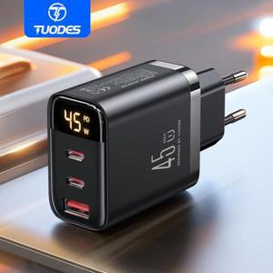 투오데스 45w GaN 충전기 PPS PD USB 타입 C 고속 QC4.0 퀵 차지 아이폰 17 맥북 에어 태블릿 삼성 샤오미