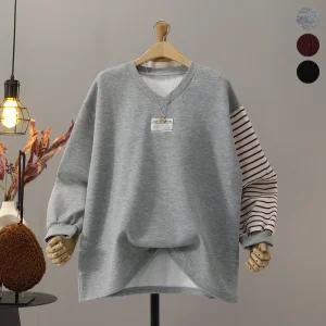 [모노시크] 레오드 기모 V넥 단가라 배색 라벨 맨투맨_MNTG503