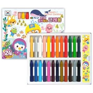 지구화학 유아 손에 묻지않는 24색 아기 크레파스 손에안묻는크레파스 뽀로로 크레용 크래파스 아이들이좋