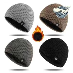 따뜻한 겨울 니트비니 눈꽃패치 겨울용 패션모자 니트 남성 겨울 비니 털 방한 여성 모자 기모