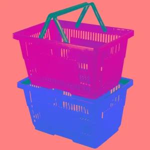 대형 쇼핑바구니 플라스틱 슈퍼마트용 손잡이형