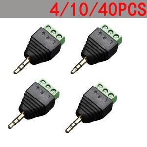 커넥터4/10/40피스 AV 비디오 발룬 오디오 CCTV 설치용 나사식 터미널 어댑터에 스테레오 남성 플러그