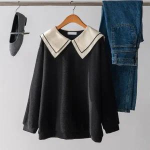 (안나앤플러스) 루온 기모 세일러 니트티[티셔츠EAS45] 빅사이즈