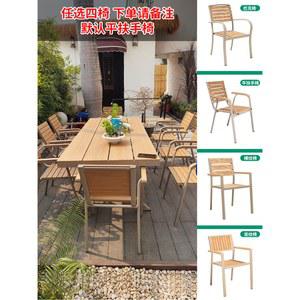 야외 플라스틱 나무 테이블 세트 베란다 정원 캐주얼 방부 의자