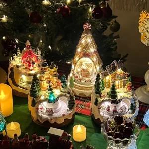 JIYU 크리스마스 회전 기차 오르골  - 캐롤 8곡 무드등 스노우볼 워터볼 집들이 선물 트리