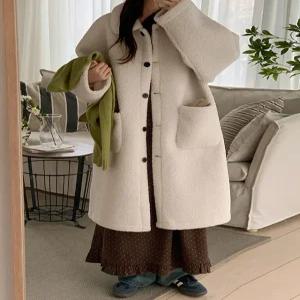 바루스 덤블 카라 롱 코트 85402 빅사이즈 여성의류