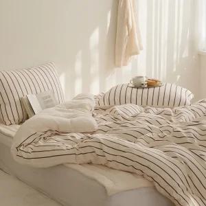 [드리울] 스트라이프 리버서블 극세사 겨울 차렵이불세트 SS/Q