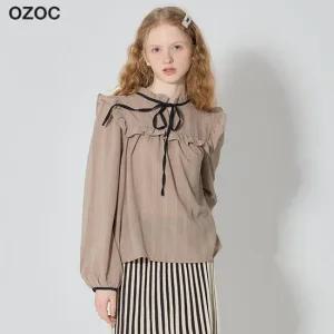 [오조크(OZOC)] 리본 디테일 블라우스 (택가격 87000원)