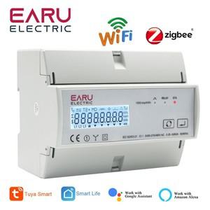 Tuya WiFi ZigBee 삼상 양방향 에너지 KWh 미터 모니터 전력계 지원 Modbus RTU 3x85/190V  230/400VAC