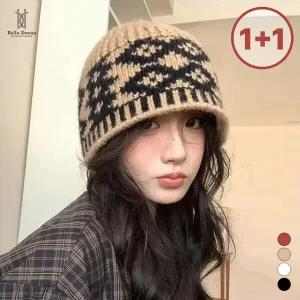 1+1 벨라도나 여성 겨울 빈티지 니트 롱비니모자 4컬러 방한 귀보호 여행 스키 BLN2544H2