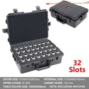 32 슬롯 방수 시계 상자 안전 장비 케이스 휴대용 건조 도구 보관을위한 폼이있는 충격