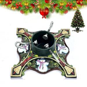 린튼 아츠 크리스마스 트리 스탠드, 실제 나무 인공 나무를 위한 10인치 주철 최대 8피트 나무와 4인치 트렁크, 눈사람이 디자인한 메탈 홀리데이 장식을 스탠드