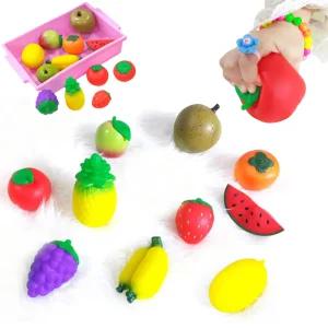 마트놀이 시장 바구니 말랑 실리콘 과일장난감 유아용 학습용