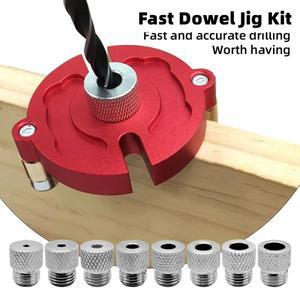 빠른 접합 Dowel Jig Kit W/3-10mm 금속 부싱 알루미늄 셀프 센터링 수직 구멍 지그 드릴 가이드 목공용 로