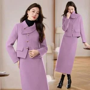 짜리점 여자 키작녀 정장세트 겨울 모직 세트 패딩 도톰 원피스 투피스 꾹4