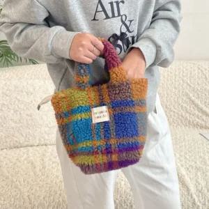 호피 미니 토트백 가방 양털 겨울 뽀글이 손가방