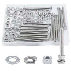 1/4-20 x3 육각 헤드 나사 볼트(20개), 잠금 너트, 플랫 및 와셔 키트, 304 스테인리스 스틸 18-8, 전체 스레드