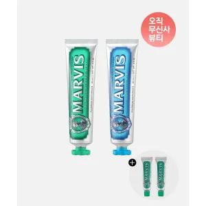 매장정품 MARVIS 마비스 치약 85ml 2종 (클래식,아쿠아)+10ml 2개 증정