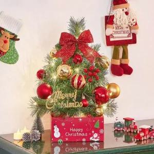 40cm Happy 전구 트리 리얼 혼합 포함 Wish 풀세트 솔잎