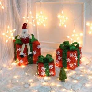 인테리어 눈꽃 크리스마스 선물상자 3종세트 레드