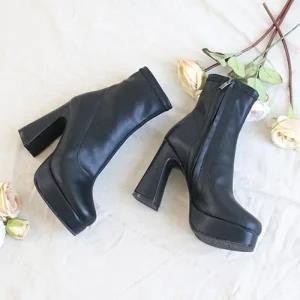 미들힐 통굽 발목 로우힐 롱구두 힐 여성구두 첼시