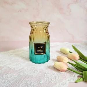 옐로우그린 화병 크리스탈 북유럽스타일 예쁜꽃병 방형 미니화병