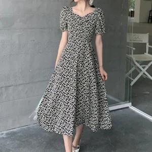 반팔 롱 여성원피스 바캉스룩 가슴셔링 여름 바캉스 휴양지 원피스