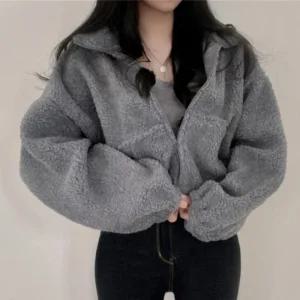 크롭 뽀글이 자켓 데일리 하이넥