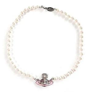 [비비안웨스트우드]23FW 목걸이 핑크 록산느 펄 실버 6301011G P308 59898819