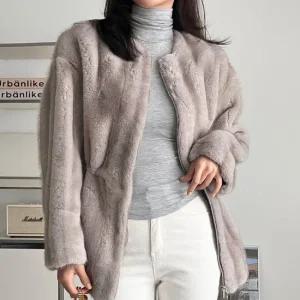 [다잇템] 여자 하프 퍼 드로우코드 인조밍크 코트