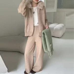 멜로망스 퍼후드 가디건 팬츠 니트세트_W4374