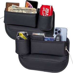 2팩 카시트 갭 필러 정리함, 음료용 컵 홀더가 있는 시트 보관함, 휴대폰용 카 가죽 홀더 백 앞좌석, 선글라스, 열쇠(왼쪽+오른쪽) DS-Z3