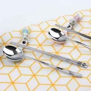 스테인리스 나뭇잎 모양 수저 식사용 볼 숟가락