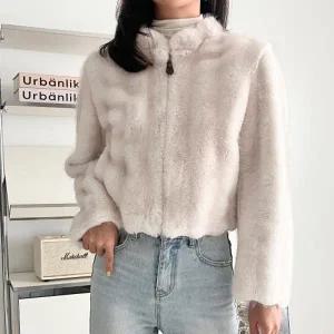 [다잇템] 여자 FW 주머니 인조밍크 퍼 시어링 웨이브 집업 자켓