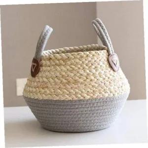 [골드스마일]화분 바구니 커버 그레이 접이식 내추럴코튼 화분용 인테리어 소품