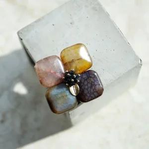 바이데이지 9BDBR0131 아게이트원석 플라워 브로치