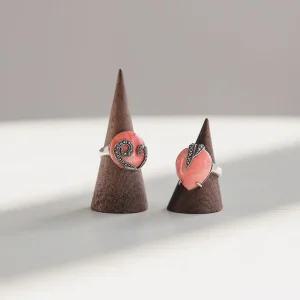 바이데이지 03Br0130 3월탄생석 산호 원석 실버반지