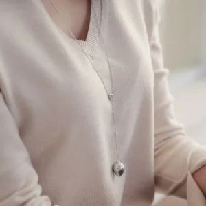 바이데이지 Bn0339 그레이 해수진주 롱 실버목걸이