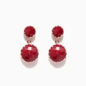제이로렌 02M02117 7월탄생석 라운드 루비 원석귀걸이