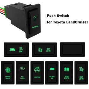 그린 라이트 자동차 푸시 스위치 12V 24V ON OFF 버튼 안테나 스팟 안개 후미등 도요타 랜드크루저 80 프라