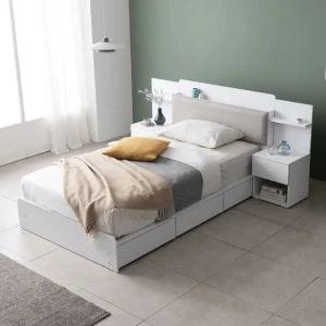 포스트모던 미쉘 LED 수납침대 프레임SS+협탁