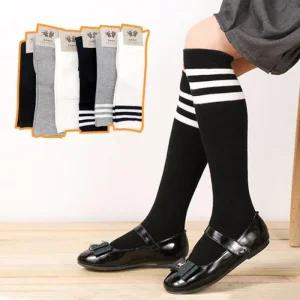 국내산 아동 어린이 무지 세줄 라인 니삭스 1켤레